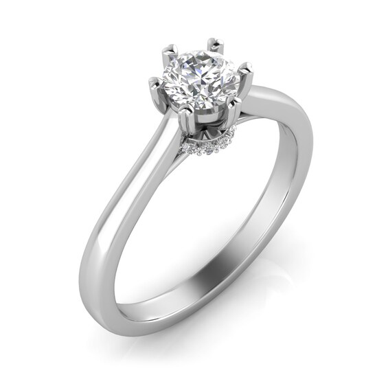 1/2 CT. T.w. Diamond Heart Prong Emgagement Ring in 14K White Gold (I/I2)