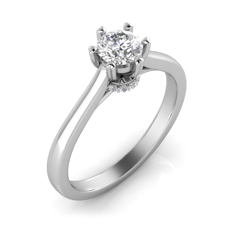 Main Image 2 of 1/2 CT. T.W. Diamond Heart Prong Emgagement Ring in 14K White Gold (I/I2)