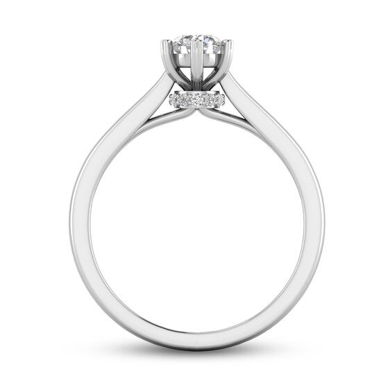 1/2 CT. T.w. Diamond Heart Prong Emgagement Ring in 14K White Gold (I/I2)