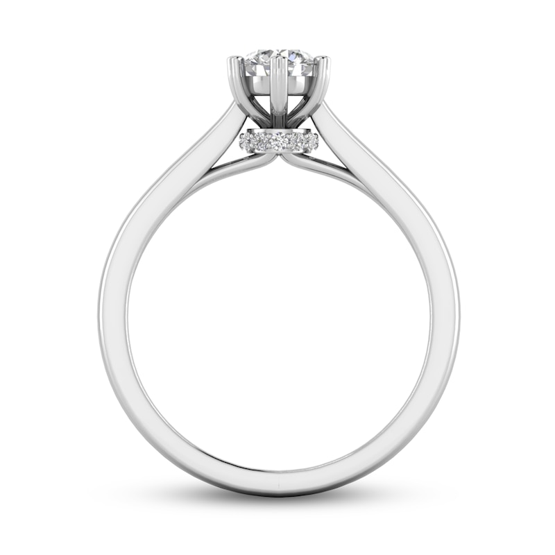 Main Image 3 of 1/2 CT. T.W. Diamond Heart Prong Emgagement Ring in 14K White Gold (I/I2)