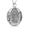 Thumbnail Image 1 of Engravable Black and White Enamel Our Lady of Guadalupe Oval Pendant in Sterling Silver (1-2 Lines)