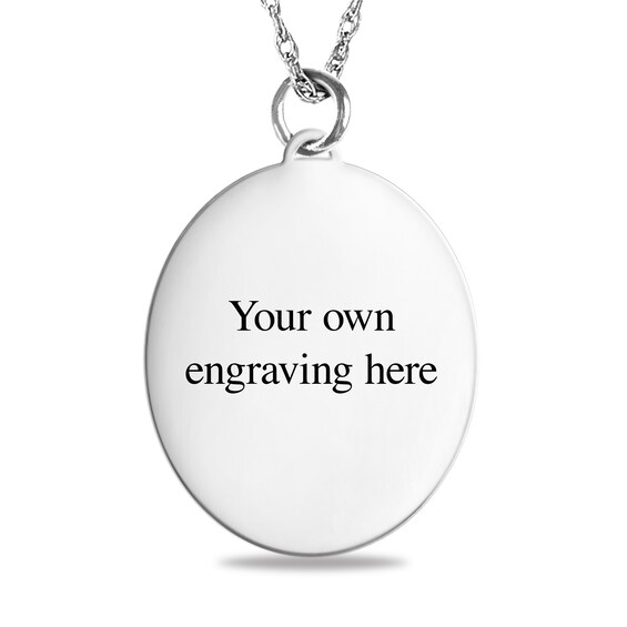 Engravable Black and White Enamel Our Lady of Guadalupe Oval Pendant in Sterling Silver (1-2 Lines)