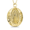 Thumbnail Image 1 of Engravable Black and White Enamel Our Lady of Guadalupe Oval Pendant in 10K White, Yellow or Rose Gold (1-2 Lines)