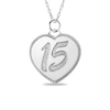 Thumbnail Image 0 of Engravable "15" Heart Pendant in Sterling Silver (1-2 Lines)