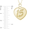 Thumbnail Image 2 of Engravable "15" Heart Pendant in 14K White, Yellow or Rose Gold (1-2 Lines)