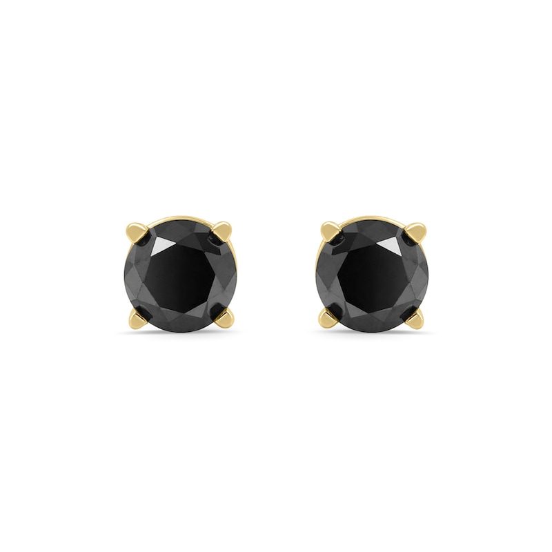 Main Image 2 of 1-1/2 CT. T.W. Black Diamond Stud Earrings in 10K Gold