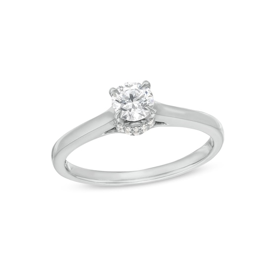 1/2 CT. T.w. Diamond Hidden Double Halo Engagement Ring in 14K White Gold