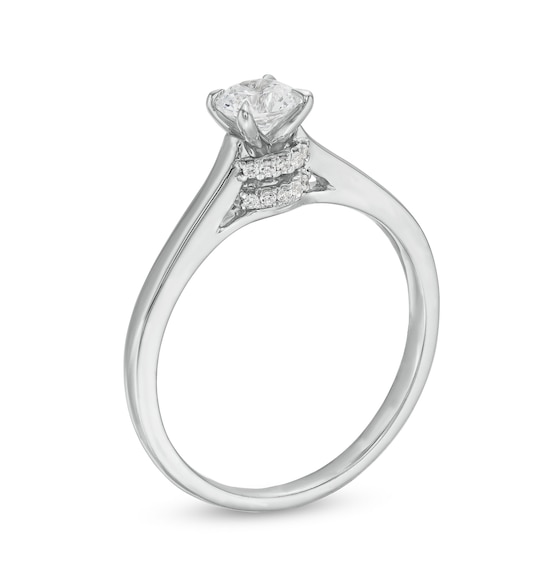 1/2 CT. T.w. Diamond Hidden Double Halo Engagement Ring in 14K White Gold