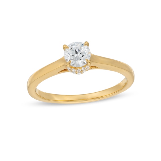 1/2 CT. T.w. Diamond Hidden Double Halo Engagement Ring in 14K Gold