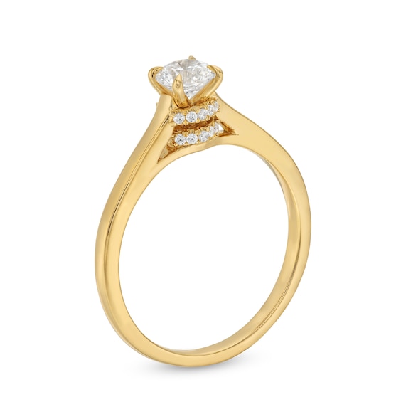 1/2 CT. T.w. Diamond Hidden Double Halo Engagement Ring in 14K Gold