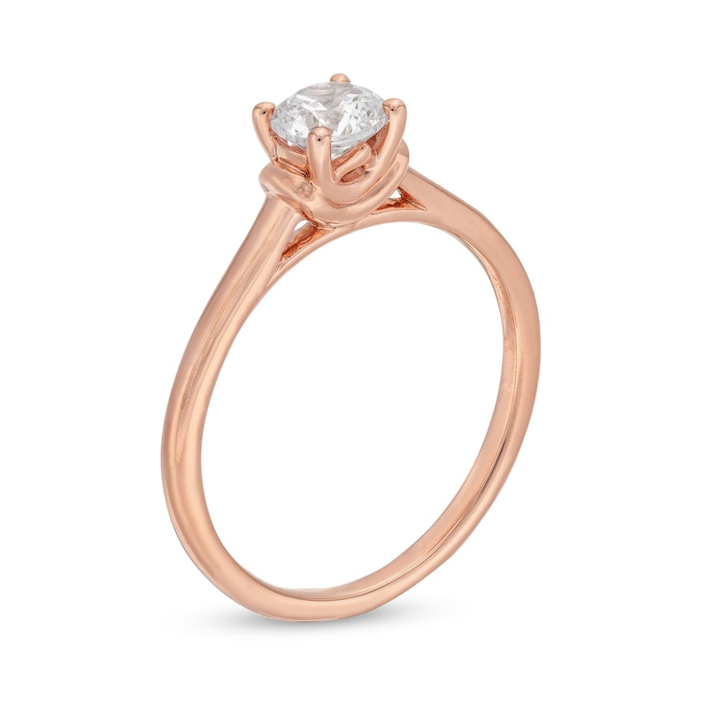Main Image 3 of 1/2 CT. Diamond Solitaire Engagement Ring in 14K Rose Gold
