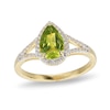 Thumbnail Image 0 of Pear-Shaped Peridot and White Lab-Created Sapphire Ring in Sterling Silver with 18K Gold Plate