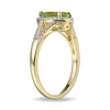 Thumbnail Image 1 of Pear-Shaped Peridot and White Lab-Created Sapphire Ring in Sterling Silver with 18K Gold Plate