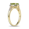 Thumbnail Image 2 of Pear-Shaped Peridot and White Lab-Created Sapphire Ring in Sterling Silver with 18K Gold Plate