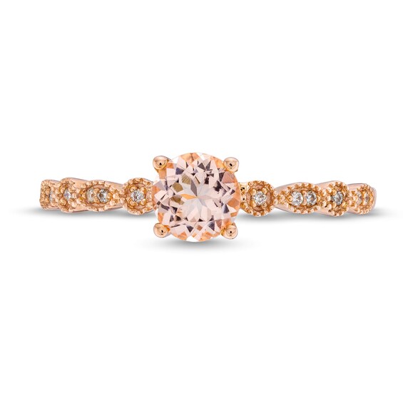 Morganite and Diamond Accent Art Deco Ring in 10K Rose Gold