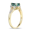 Thumbnail Image 2 of Pear-Shaped Green Quartz and White Lab-Created Sapphire Ring in Sterling Silver with 18K Gold Plate