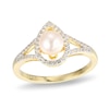 Thumbnail Image 1 of 5.5-6.0mm Freshwater Cultured Pearl and White Lab-Created Sapphire Ring in Sterling Silver with 18K Gold Plate