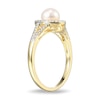 Thumbnail Image 2 of 5.5-6.0mm Freshwater Cultured Pearl and White Lab-Created Sapphire Ring in Sterling Silver with 18K Gold Plate