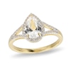 Thumbnail Image 1 of Pear-Shaped White Lab-Created Sapphire Frame Ring in Sterling Silver with 18K Gold Plate