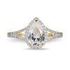 Thumbnail Image 3 of Pear-Shaped White Lab-Created Sapphire Frame Ring in Sterling Silver with 18K Gold Plate