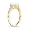 Thumbnail Image 2 of Pear-Shaped Lab-Created Opal and White Sapphire Frame Ring in Sterling Silver with 18K Gold Plate
