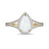 Thumbnail Image 3 of Pear-Shaped Lab-Created Opal and White Sapphire Frame Ring in Sterling Silver with 18K Gold Plate