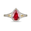 Thumbnail Image 3 of Pear-Shaped Lab-Created Ruby and White Sapphire Ring in Sterling Silver with 18K Gold Plate