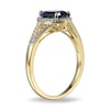Thumbnail Image 2 of Pear-Shaped Lab-Created Blue and White Sapphire Frame Ring in Sterling Silver with 18K Gold Plate