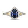 Thumbnail Image 3 of Pear-Shaped Lab-Created Blue and White Sapphire Frame Ring in Sterling Silver with 18K Gold Plate