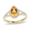 Thumbnail Image 1 of Pear-Shaped Citrine and Lab-Created White Sapphire Frame Ring in Sterling Silver with 18K Gold Plate