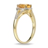 Thumbnail Image 1 of Pear-Shaped Citrine and Lab-Created White Sapphire Frame Ring in Sterling Silver with 18K Gold Plate