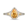 Thumbnail Image 2 of Pear-Shaped Citrine and Lab-Created White Sapphire Frame Ring in Sterling Silver with 18K Gold Plate