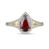 Thumbnail Image 3 of Pear-Shaped Garnet and Lab-Created White Sapphire Frame Ring in Sterling Silver with 18K Gold Plate