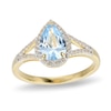 Thumbnail Image 1 of Pear-Shaped Lab-Created Blue Spinel and White Sapphire Frame Ring in Sterling Silver with 18K Gold Plate