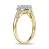 Thumbnail Image 1 of Pear-Shaped Lab-Created Blue Spinel and White Sapphire Frame Ring in Sterling Silver with 18K Gold Plate