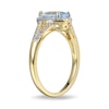 Thumbnail Image 2 of Pear-Shaped Lab-Created Blue Spinel and White Sapphire Frame Ring in Sterling Silver with 18K Gold Plate