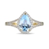 Thumbnail Image 3 of Pear-Shaped Lab-Created Blue Spinel and White Sapphire Frame Ring in Sterling Silver with 18K Gold Plate