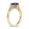Thumbnail Image 2 of Pear-Shaped Amethyst and White Lab-Created Sapphire Frame Ring in Sterling Silver with 18K Gold Plate