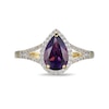 Thumbnail Image 3 of Pear-Shaped Amethyst and White Lab-Created Sapphire Frame Ring in Sterling Silver with 18K Gold Plate