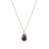 Thumbnail Image 0 of Pear-Shaped Garnet and White Lab-Created Sapphire Frame Pendant in Sterling Silver with 18K Gold Plate