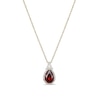 Thumbnail Image 1 of Pear-Shaped Garnet and White Lab-Created Sapphire Frame Pendant in Sterling Silver with 18K Gold Plate