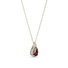 Thumbnail Image 1 of Pear-Shaped Garnet and White Lab-Created Sapphire Frame Pendant in Sterling Silver with 18K Gold Plate