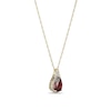 Thumbnail Image 2 of Pear-Shaped Garnet and White Lab-Created Sapphire Frame Pendant in Sterling Silver with 18K Gold Plate