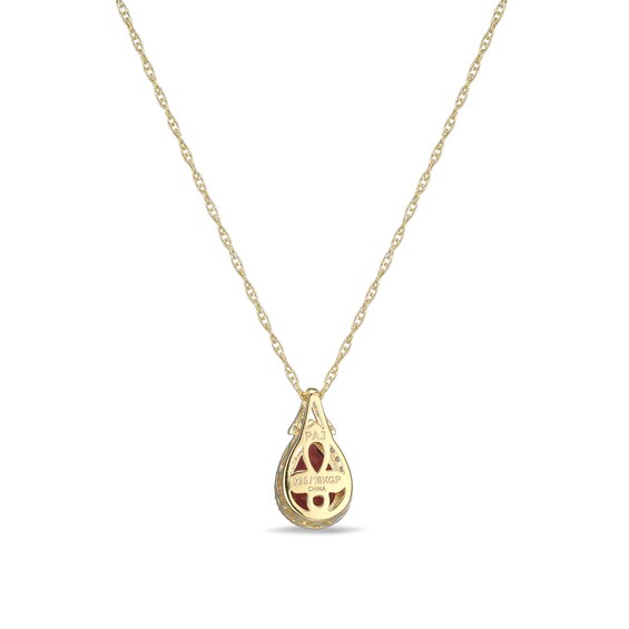 Pear-Shaped Garnet and White Lab-Created Sapphire Frame Pendant in Sterling Silver with 18K Gold Plate