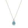 Thumbnail Image 1 of Pear-Shaped Swiss Blue Topaz and White Lab-Created Sapphire Frame Pendant in Sterling Silver with 18K Gold Plate