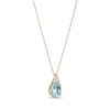 Thumbnail Image 2 of Pear-Shaped Swiss Blue Topaz and White Lab-Created Sapphire Frame Pendant in Sterling Silver with 18K Gold Plate