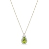 Thumbnail Image 1 of Pear-Shaped Peridot and White Lab-Created Sapphire Frame Pendant in Sterling Silver with 18K Gold Plate