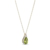 Thumbnail Image 2 of Pear-Shaped Peridot and White Lab-Created Sapphire Frame Pendant in Sterling Silver with 18K Gold Plate