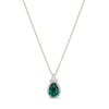 Thumbnail Image 1 of Pear-Shaped Green Quartz and White Lab-Created Sapphire Frame Pendant in Sterling Silver with 18K Gold Plate
