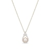 Thumbnail Image 1 of 5.5-6.0mm Freshwater Cultured Pearl and White Lab-Created Sapphire Frame Pendant in Sterling Silver with 18K Gold Plate